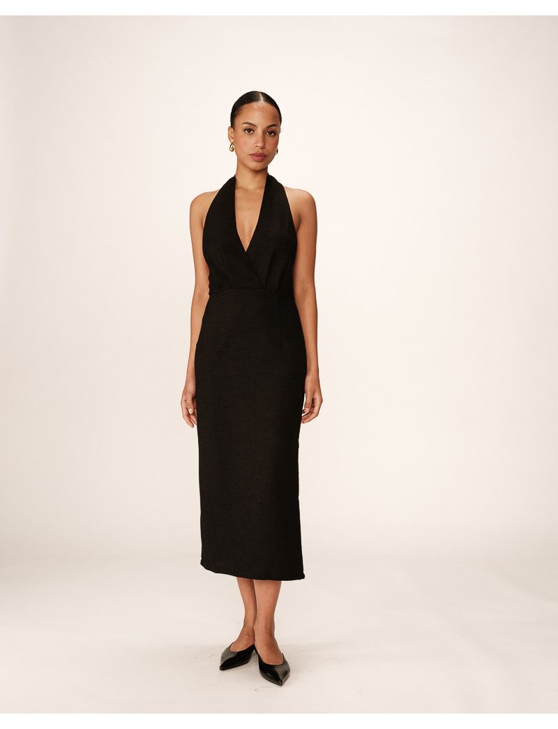 VESTIDO MIDI SEM COSTAS E LAÇADA NO PESCOÇO