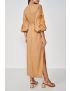 VESTIDO MIDI LONGO CUT OUT COM LINHO E BORDADO