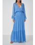 VESTIDO LONGO FLUÍDO COM TRANSPARÊNCIA