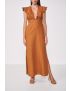 VESTIDO LONGO COM LINHO TERRACOTA