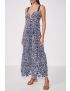 VESTIDO MARINHO LONGO RODADO CORPETE CORAÇÃO BORDADO