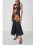 VESTIDO PRETO CROCHET COM FLOR BORDADA IVA