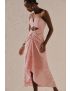 VESTIDO MIDI JAQUARD CUT OUT DECOTE CORAÇÃO FENDA FRANZIDA